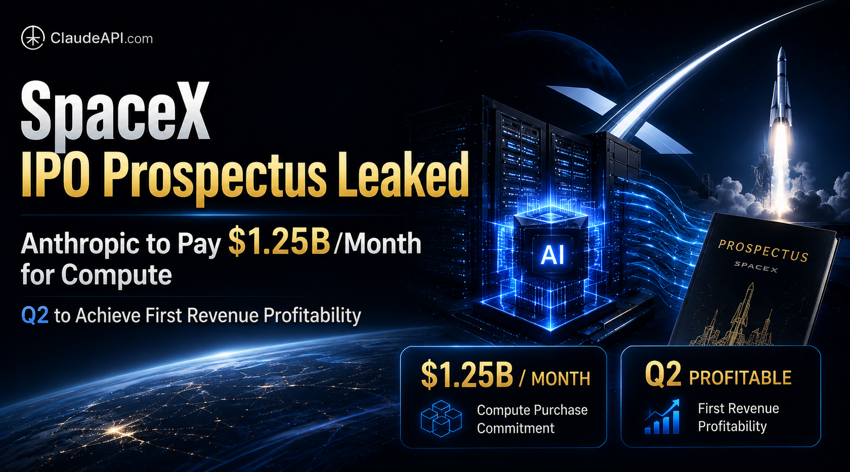 SpaceX IPO Filing Reveals Anthropic Pays $1.25 Billion Per Month for Compute — On Track for First Profitable Quarter in Q2