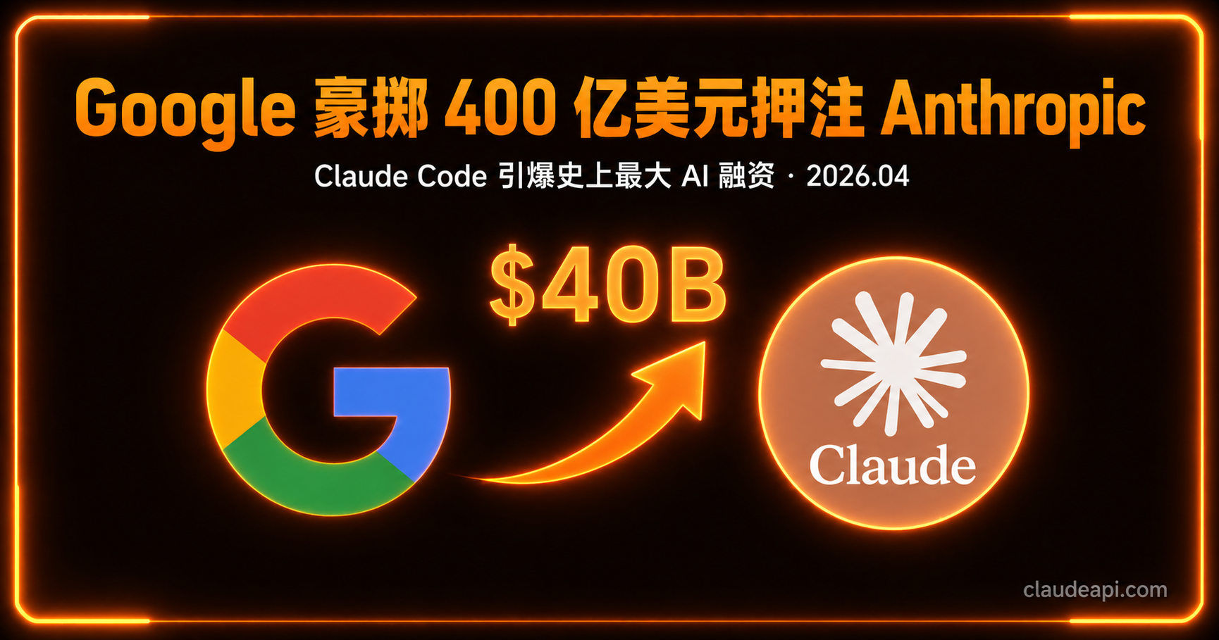 Google 豪掷 400 亿美元押注 Anthropic：Claude Code 引爆史上最大 AI 融资