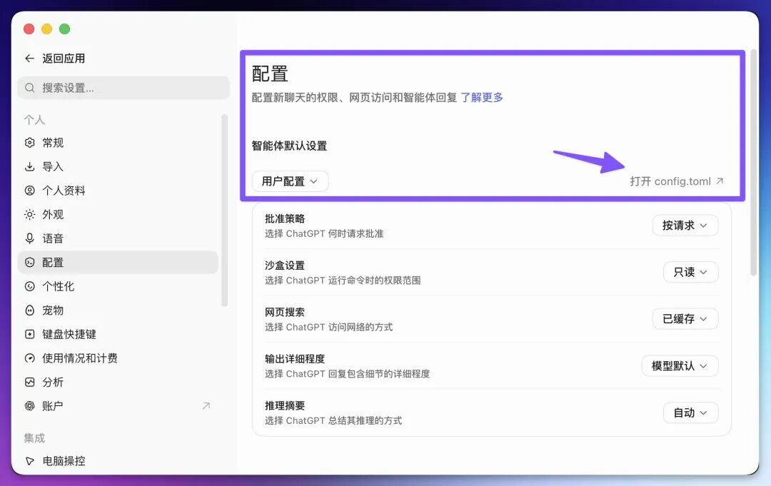 An example of a Codex configuration entry point